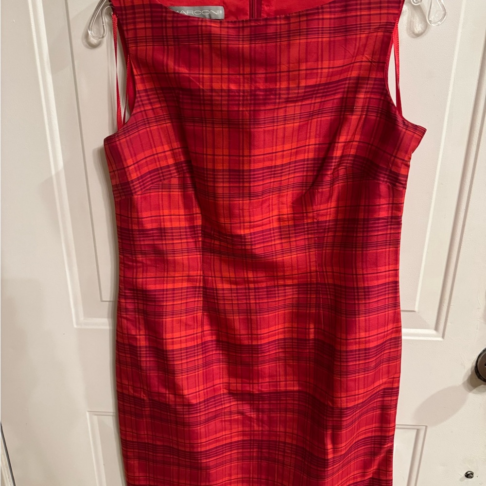 Red Plaid Sleeveless Dress
